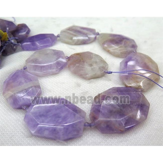 Chalcedony slice beads, faceted freeform, purple