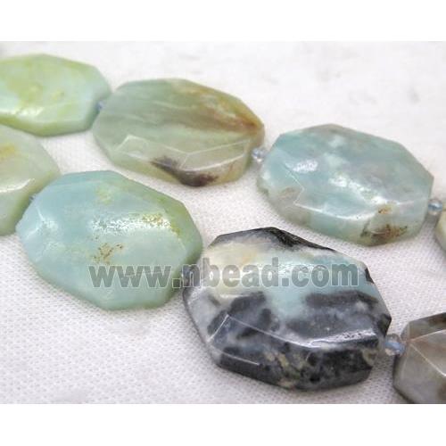 Chinese Amazonite slice beads, faceted freeform, blue