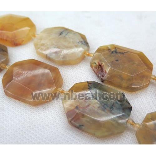 yellow opal slice bead, faceted freeform