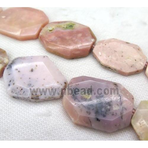 pink opal jasper slice beads, faceted freeform