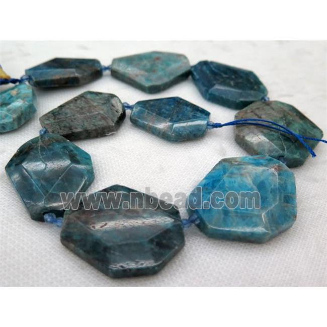 Apatite slice beads, faceted freeform, blue