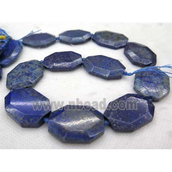 Lapis Lazuli slice bead, faceted freeform, blue
