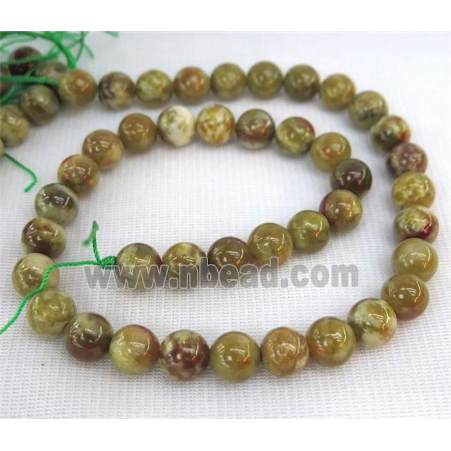 round Green Serpentine Jasper Beads