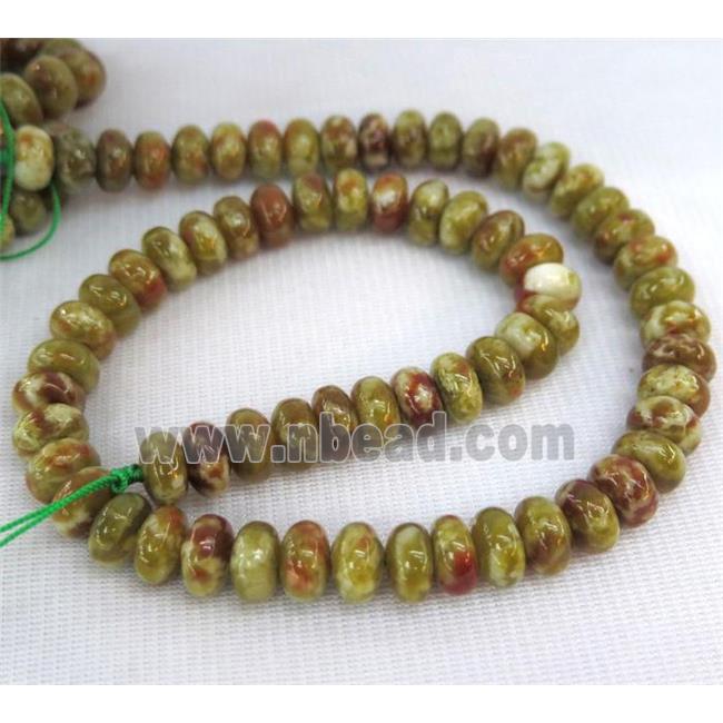 Green Serpentine Jasper rondelle Beads