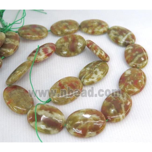 Green Serpentine Jasper Beads, oval