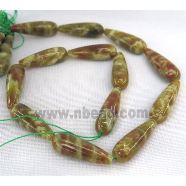 Green Serpentine Jasper Beads, teardrop
