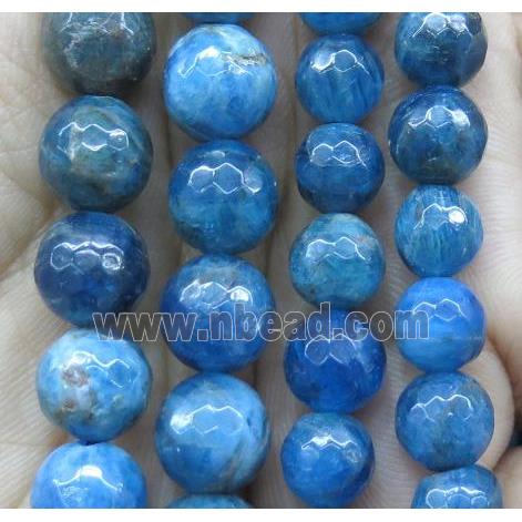 Apatite beads, faceted round, blue