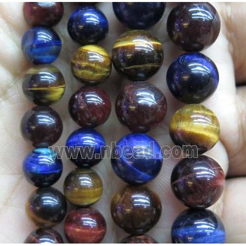 colorful tiger eye stone beads, round