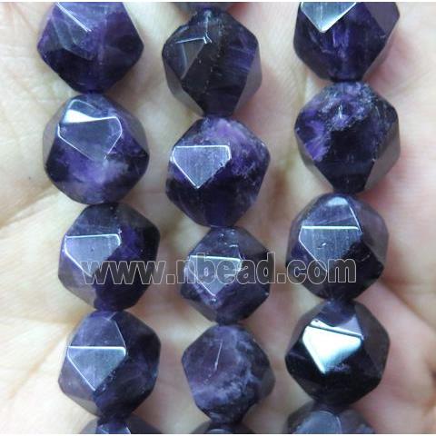 Amethyst ball beads, faceted round, dark purple