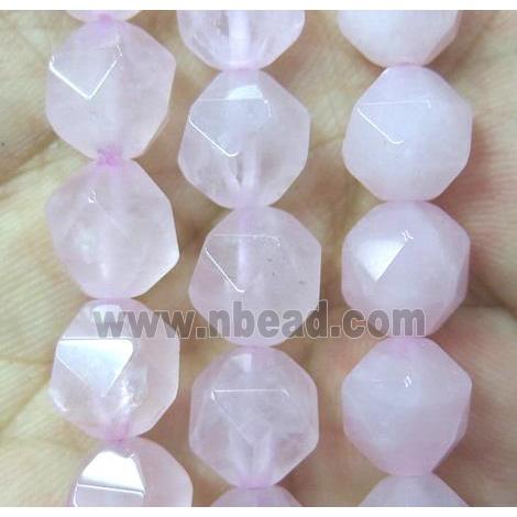 faceted round Rose Quartz ball beads, pink