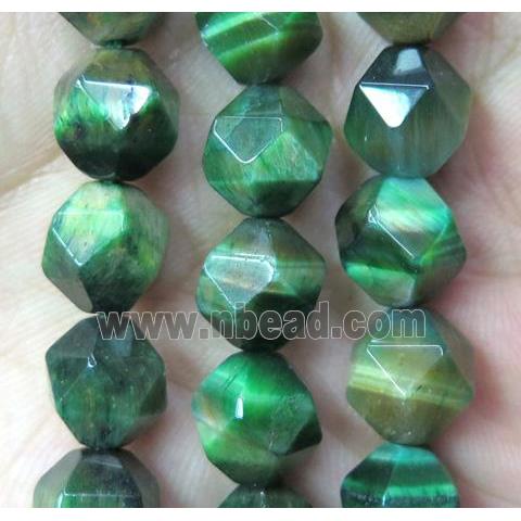 green Tiger Eye Stone beads ball, faceted round