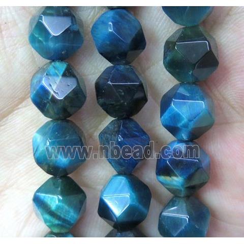 seaBlue Tiger eye stone beads, faceted ball