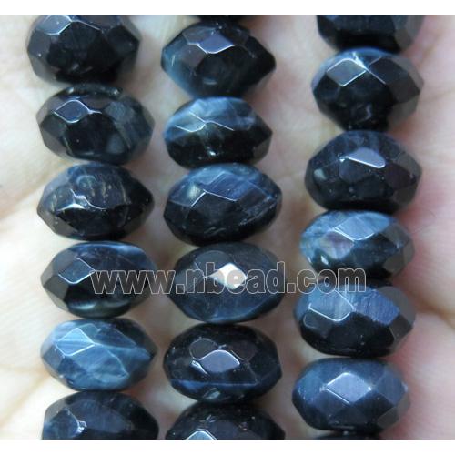 inkblue tiger eye stone beads, faceted rondelle