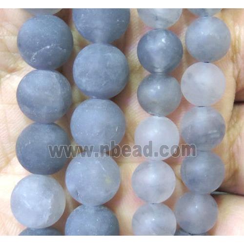 matte grey Cloudy Quartz beads, round