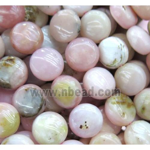 Pink Opal Stone Beads, flat-round