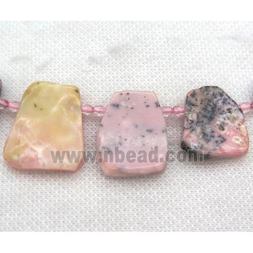 pink opal jasper beads collar, teardrop, top drilled