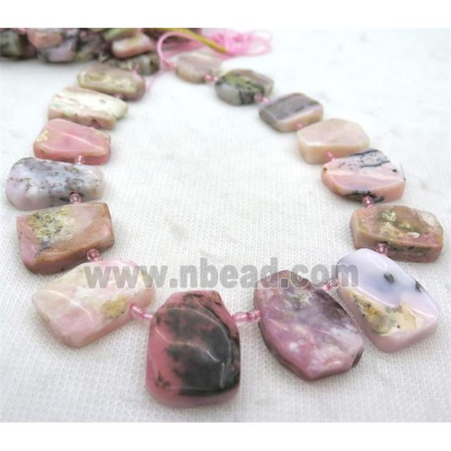 pink opal jasper beads collar, teardrop, top drilled