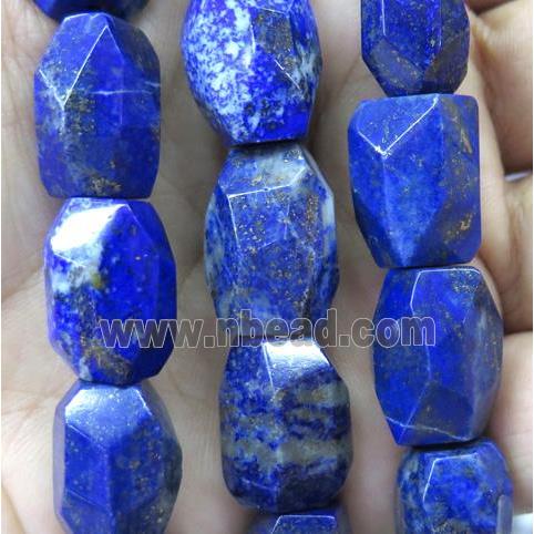 Lapis Lazuli nugget beads, faceted freeform, blue