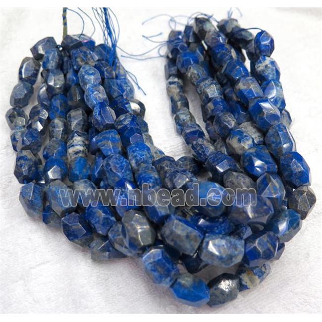 Lapis Lazuli nugget beads, faceted freeform, blue