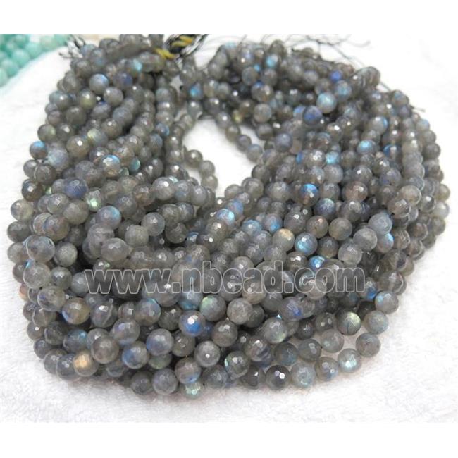 Labradorite bead, faceted round, AAA grade
