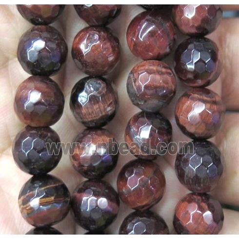 faceted round Red Tiger eye stone beads