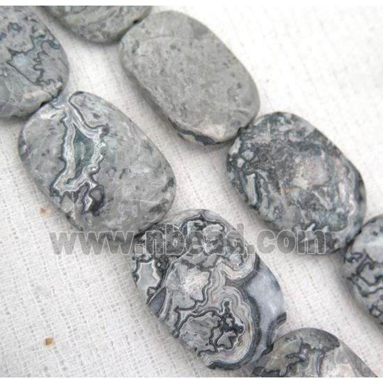 gray Picture Jasper beads, faceted rectangle