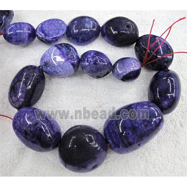 veins agate bead for necklace, freeform, purple