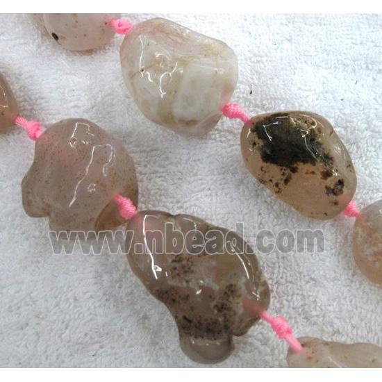 Rock Agate bead for necklace, freeform, lt.pink