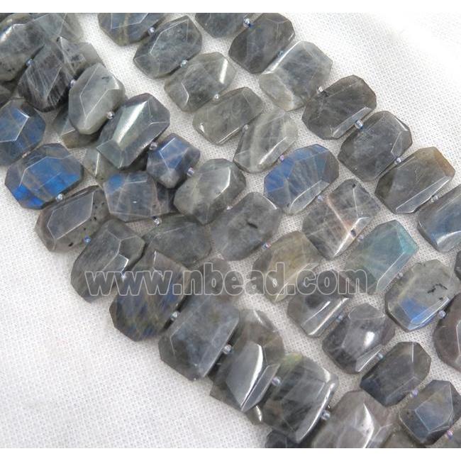 Labradorite beads, faceted rectangle