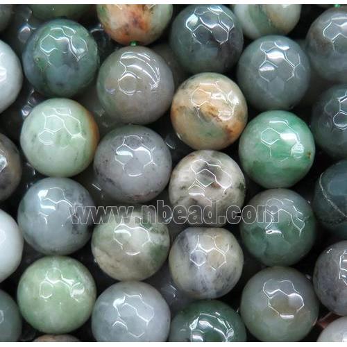Natural Sinkiang Jadeite Beads Green Faceted Round