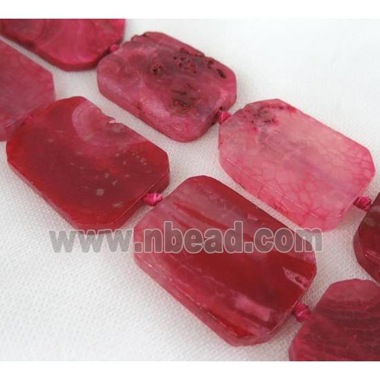 red agate beads, slice, rectangle