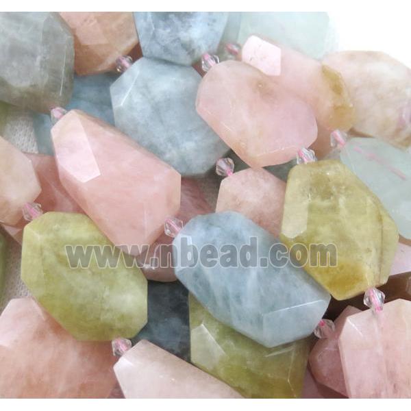 Morganite beryl beads, pink, freeform