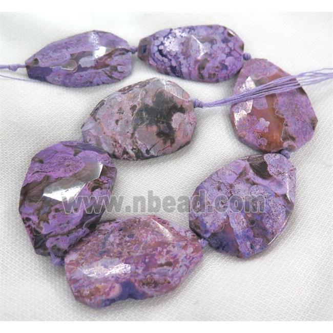 purple Ocean Jasper bead, faceted freeform