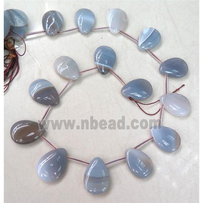 natural Botswana Agate beads, teardrop, grey