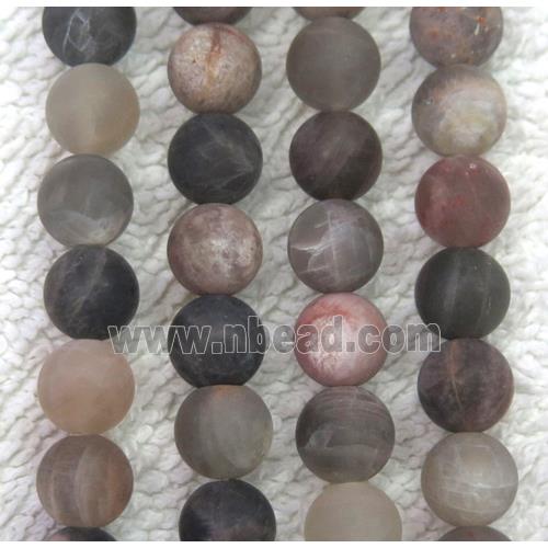 matte black SunStone beads, round