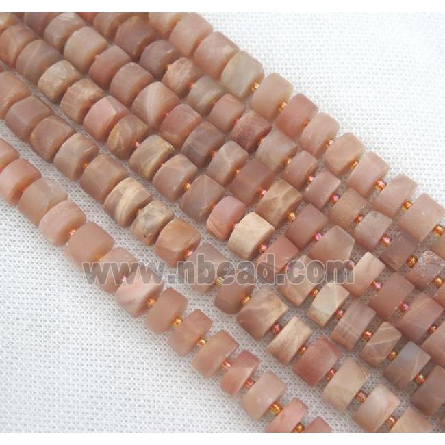 matte Sunstone heishi beads, pink