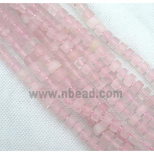 matte Rose Quartz heishi beads, pink