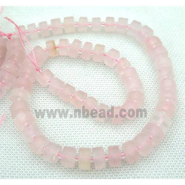 matte Rose Quartz heishi beads, pink
