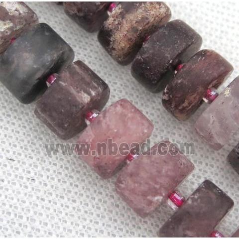 Strawberry Quartz heishi beads, matte, pink