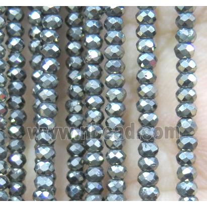 tiny pyrite seed beads, faceted rondelle, A grade