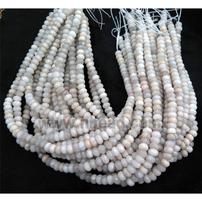 white Crazy Agate beads, faceted rondelle