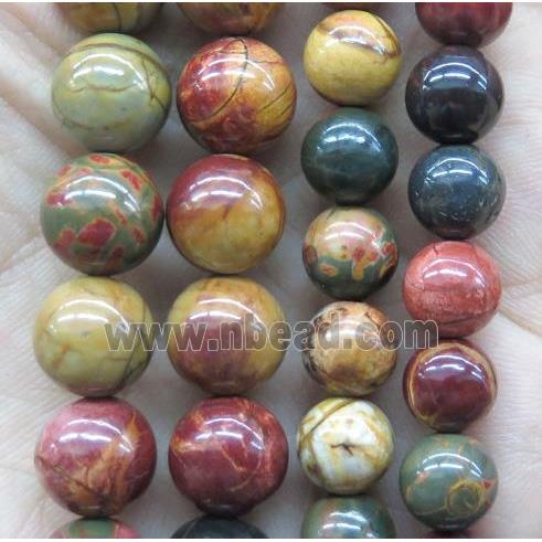 Picasso Creek Jasper Beads Smooth Round Multicolor
