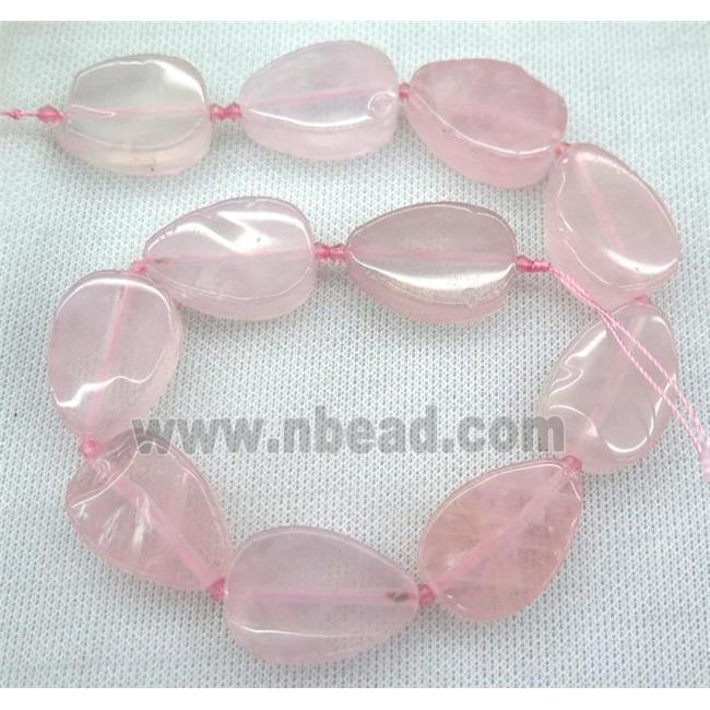 rose quartz beads, flat teardrop