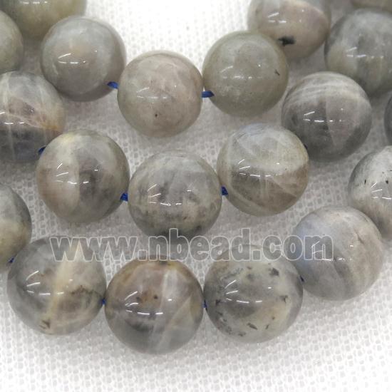 round Labradorite beads, A-grade, lt.gray