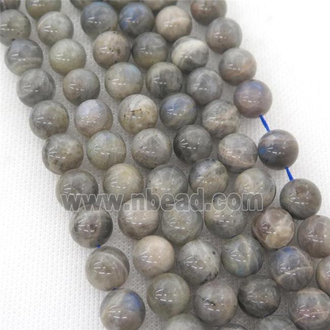 round Labradorite beads, A-grade, lt.gray