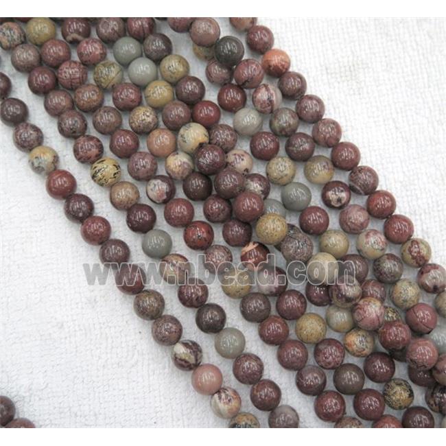 round Chinese Chohua Jasper Beads, red