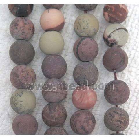 round matte Chinese Chohua Jasper Beads, red