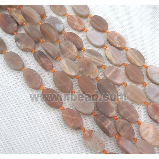 pink Moonstone Beads, oval, matte