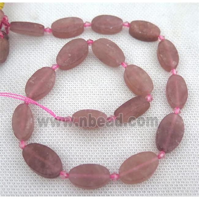 Strawberry Quartz oval beads, matte, pink