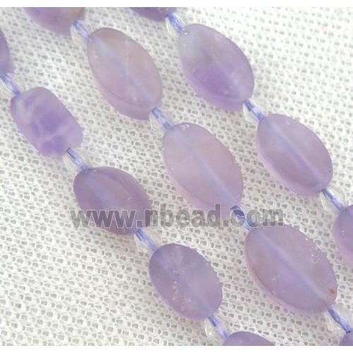 Amethyst oval beads, matte, purple